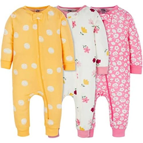 Onesies Brand Baby Girls' 3-Pack Snug Fit One-Piece Cotton Pajamas
