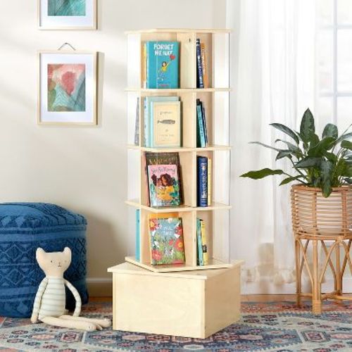 Guidecraft Floor Standing Spinner Display - Natural: Kids Classroom Bookshelf, Rotating Book Display