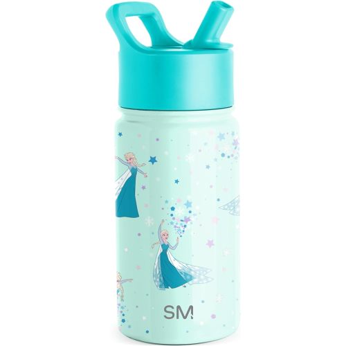 Simple Modern Kids Summit Water Bottle with Straw Lid| Disney Frozen Elsa 14oz Stainless Steel Cup Insulated Tumbler for Girls, School | Frozen Elsa's Snowflake