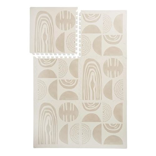 Premium Exercise & Baby Foam Play Mats - Stylish & Large Non-Toxic Odorless Floor Mat - 6 Tiles - Spacious 6ft x 4ft - Peel-Resistant Reinforced Ver.- Soft Thick, Waterproof - Desert Sand