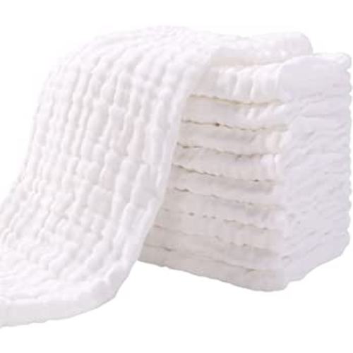 Yoofoss Muslin Burp Cloths for Baby 10 Pack 100% Cotton 6-Layer Baby Washcloths for Boys Girls Large 20''X10'' Super Soft and Absorbent White : Amazon.ca: Baby
