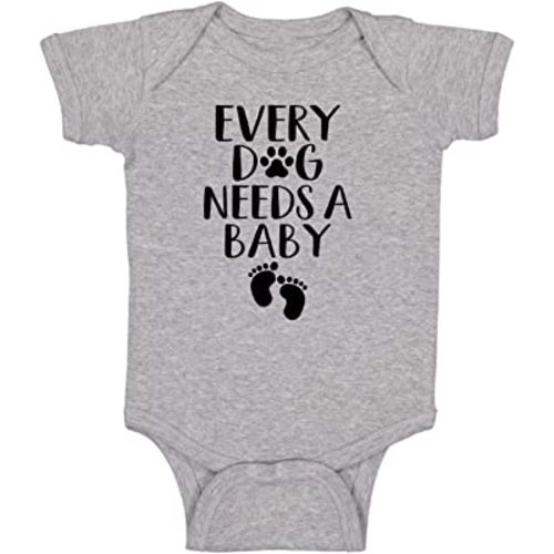 Funnwear Every Dog Needs a Baby - My Siblings Have Tails - Funny Cute Infant Boy Girl Romper, One-Piece Bodysuit