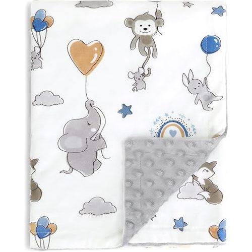 HOMRITAR Elephant Baby Blanket for Unisex, Super Soft Minky Double Layer Blankets with Soothing Raised Dots for Toddler Nursery Crib Stroller 30 x 40 Inch