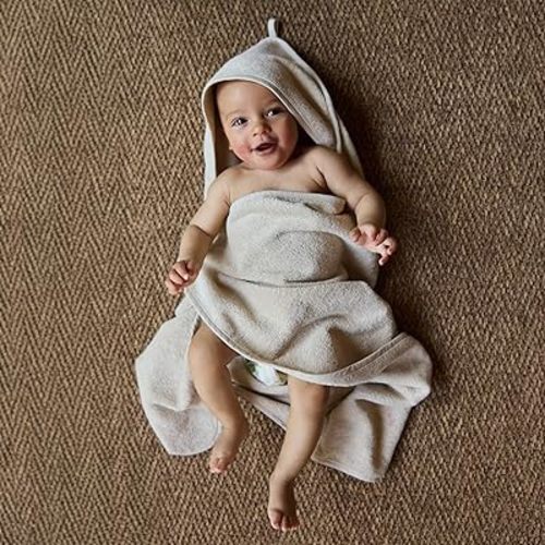 Baby Hooded Towel – Organic Cotton Baby Bath Towels – Baby Towels, Baby Bath Towels for Baby Boy, Baby Girl, 32" x 32" Super-Soft and Absorbent Baby Towels for Newborn (Fog)