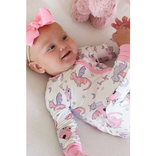 Dragon Adventure Convertible Zip Romper in Pink | Caden Lane