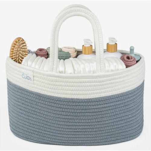 Large Portable Baby Diaper Caddy Organizer Nursery Storage Bin and Car Travel Basket by Comfy Cubs, Color: Pacific blue