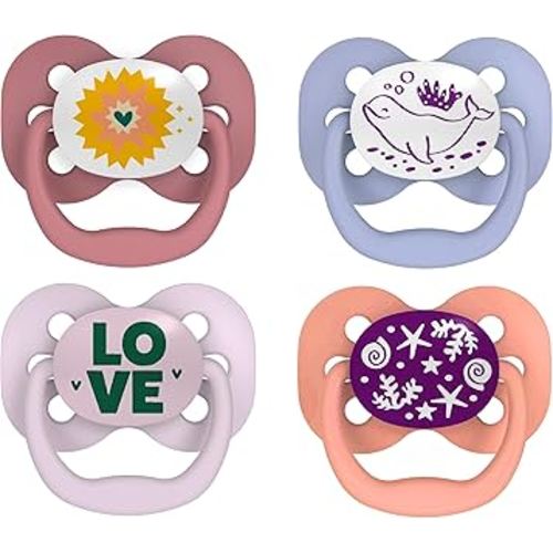 Dr. Brown's Advantage Baby Pacifiers, 0-6 Month, Pink, 2 Countt and Dr. Brown's Advantage Baby Pacifiers, Glow-in-The-Dark, 0-6 Month Pacifiers, Pink, 2 Count