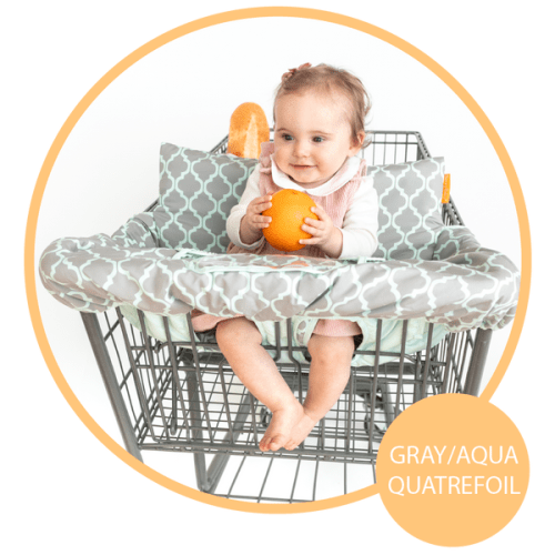 Baby Shopping Cart Cover - Grey/Aqua