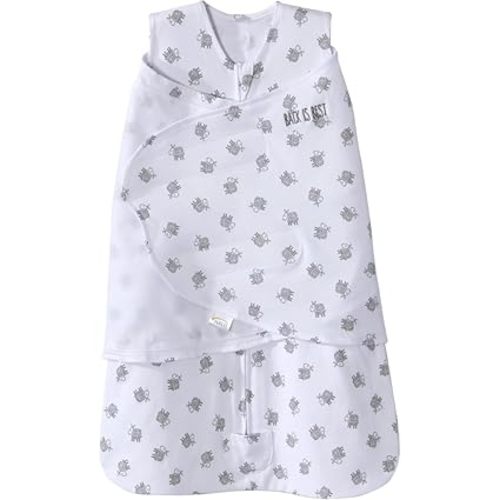 HALO 100% Cotton Sleepsack Swaddle, 3-Way Adjustable Wearable Blanket, TOG 1.5, Lamb Scribble White, Newborn, 0-3 Months