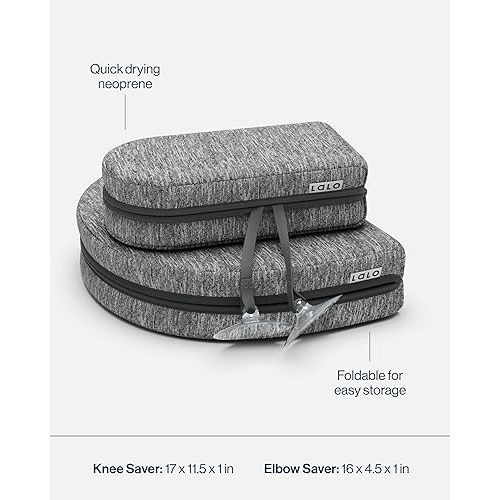 Lalo Knee & Elbow Saver - Foldable Padded Cushions for Bathtime, Quick-Dry, Suction Cups for Stability, Bath Kneeler and Elbow Rest Pad Set 17 x 11.5 in Knee Pad & 16 x 4.5 in Elbow Pad - Heather Grey