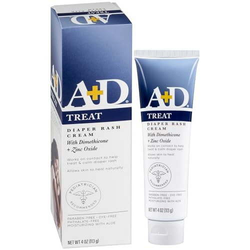 A+D Zinc Oxide Diaper Rash Cream, Treats and Soothes Baby Skin, 10% Zinc Oxide, 4oz