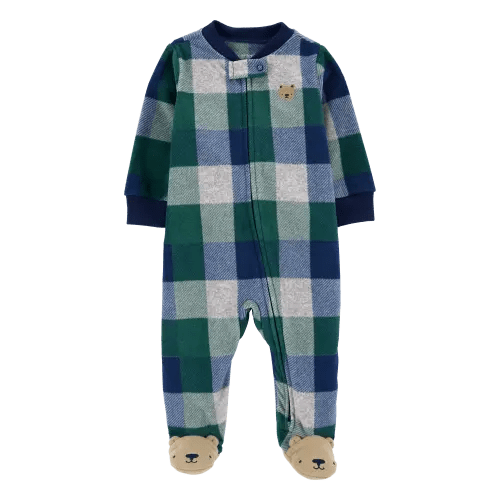 Baby Plaid Bear Fleece Zip-Up Footie Sleep & Play Pajamas - Carter's | Carter's