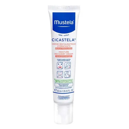 Mustela Cicastela Moisture Recovery Cream - Multipurpose Baby Ointment for Skin Discomfort - with Natural Avocado & Hyaluronic Acid - Fragrance-Free - 1.35 fl. Oz