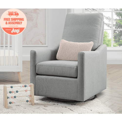 Delta Children Adley Nursery Glider Swivel Chair - Greenguard Gold Certified, French Grey