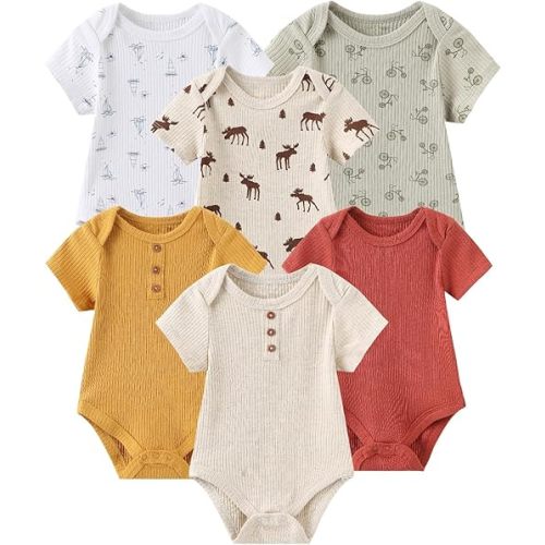 Fashion Baby Boy Girl Bodysuits 6-Pack Casual Cotton Soft Infants Outfit New born Clothes