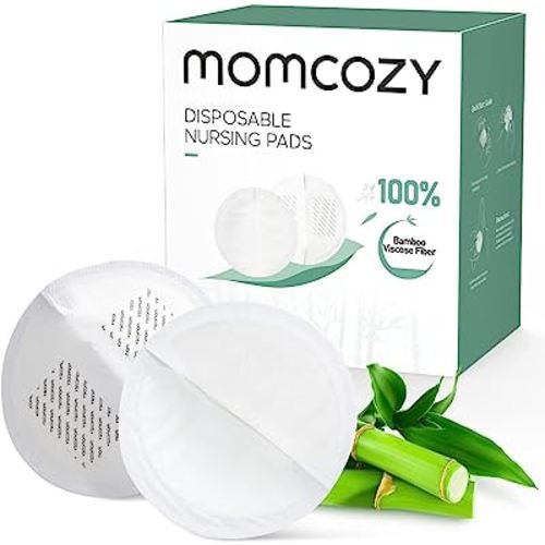 Momcozy Bamboo Fiber Disposable Nursing Pads, Made of 100% Bamboo Fiber, 100% Biodegradable, Reduce Carbon Emissions, for Sensitive Skin, Individually Packaged(120 Count)