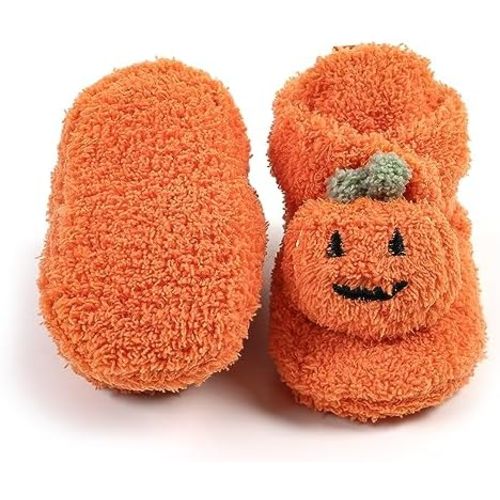 E-FAK Newborn Baby Cozy Fleece Booties with Grippers Winter Slippers Socks Soft Sole Stay On Infant First Walker Crib Shoes