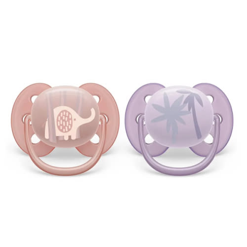 Suce Ultra Douce 0-6 mois Éléphant Litchi / Palmiers Lilas (2) Philips Avent - Clément