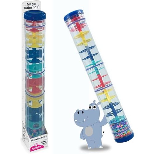 Edushape Mega Rainstick 16 Inch - Rainmaker Toy for Babies, Sensory Tubes Musical Instrument - Rain Stick Baby Toy for Soothing Rain Sounds, Perfect Tummy Time Toys, Engaging Toddler Sensory Play