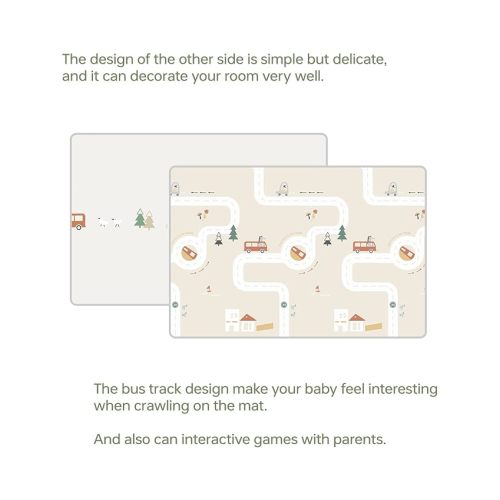 Baby Play Mat 50"*78" Foldable Foam Baby Play Mat for Floor Reversible Waterproof Playmats for Babies Boy and Toddlers Infants Edge Reinforcement Crawling Mat for Indoor&Outdoor&Travel