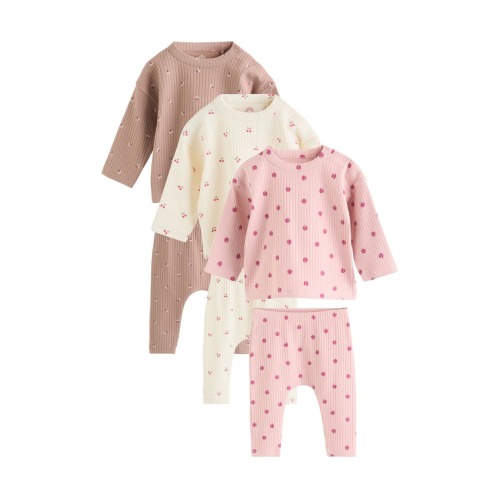 Kids' 3-Pack Rib Top & Leggings Sets, 9-12M