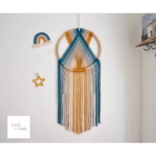 Baby Room Dream Catcher, Yarn Hoop Wall Hanging, Boho Wall Decor