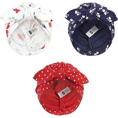 Hudson Baby Baby Girls Turban Cotton Headwraps, Wildflower, One Size