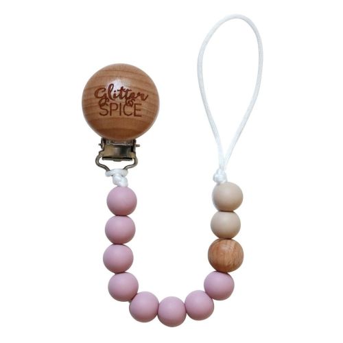 Pacifier Clip with Silicone and Wood by Glitter + Spice