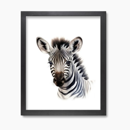 Play & Oak Zebra Life - Black Frame, 11 X 14