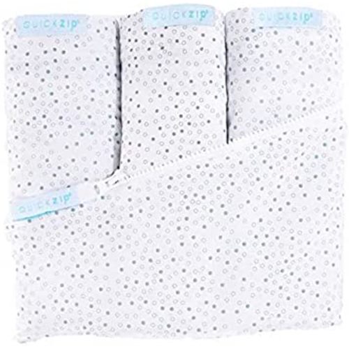 QuickZip Crib Sheet Set - Faster, Safer, Easier Baby Crib Sheets - Includes Gray Dot Wraparound Base & 3 Zip-On Crib Sheets – Gray Dot 100% Cotton - Fits All Standard Crib Mattresses