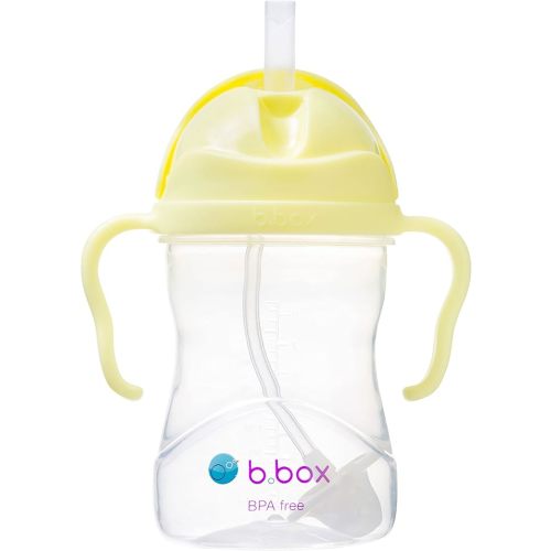 b.box Sippy Cup with Weighted Straw. Drink from any Angle, Leak Proof, Spill Proof, Easy Grip. BPA Free, Dishwasher Safe. For Babies 6m+ to Toddlers (Banana Split, 8oz)