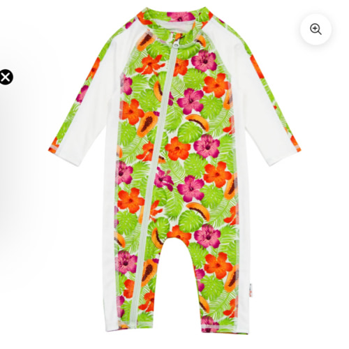 Sunsuit - Long Sleeve Romper Swimsuit | "Hibiscus"