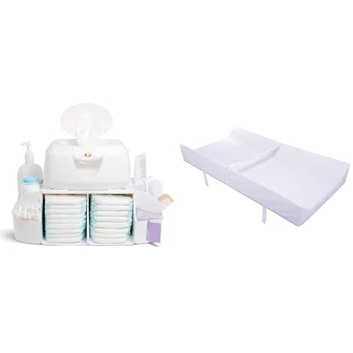 Munchkin® Diaper Change Organizer & Secure Grip™ Contoured Baby Diaper Changing Pad for Dresser, Waterproof, 16" x 31"