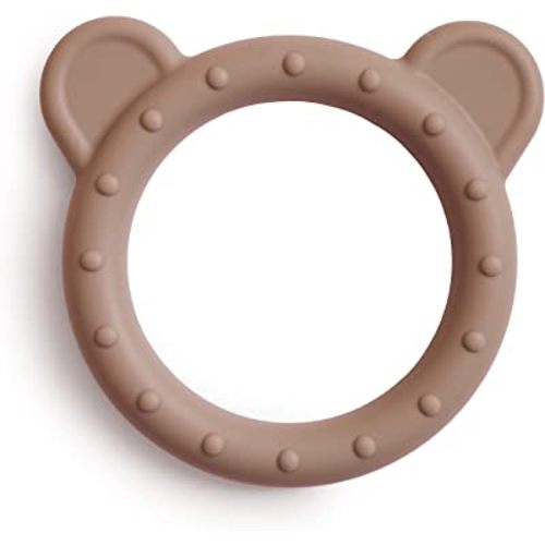 mushie Silicone Baby Teether Toy | Bear (Natural)