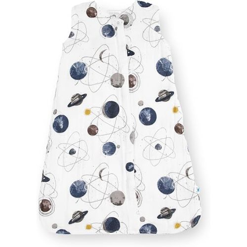 Little Unicorn 18-24 Month Premium Muslin Sleep Sack 1.1 TOG | Soft & Breathable Muslin Cotton for safer sleep | 2 way zipper (Planetary)