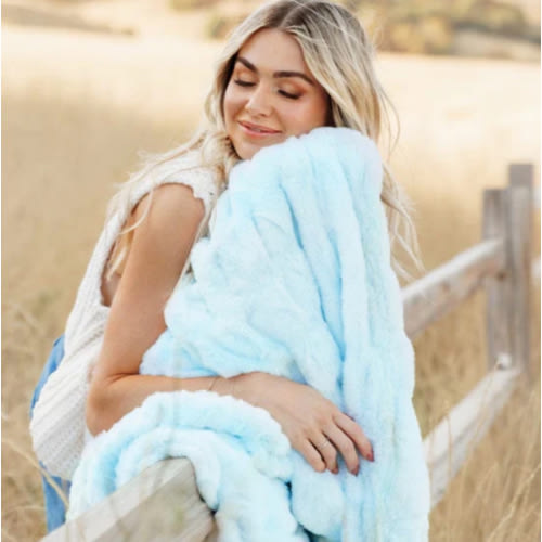Hugs Ice Blue Plush Blanket | Minky Couture
