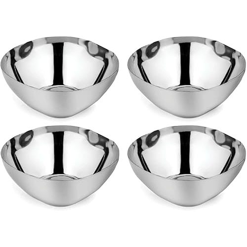 Ahimsa Stainless Steel Bowls for Kids - Pediatrician Designed, 12oz Toddler Bowl, Non Toxic Stainless Steel Snack Bowls Set, Non Plastic Kids Bowl, Dishwasher Safe (Set of 4 Classic)