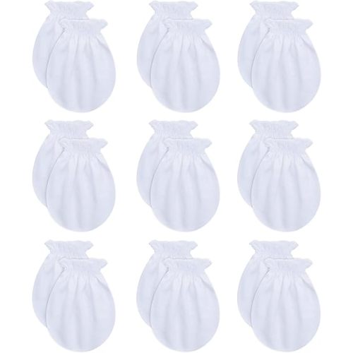 RATIVE No Scratch Mittens and Caps 100% Cotton for Newborn Baby 0-6 Months Boys Girls