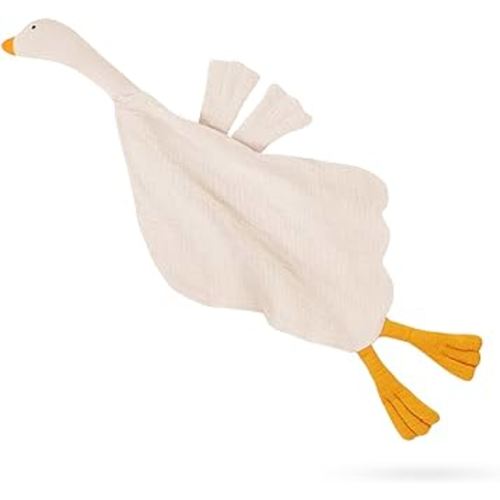 Baby Toys Lovey Blanket Soft Goose Toys for Newborn Essentials 0-6 Months, Sensory Stuffed Animal Security Blanket for Boys and Girls (Goose-Cream)