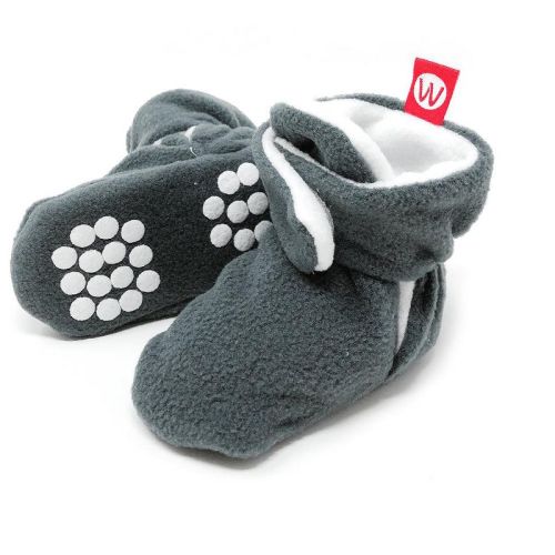 Wrapables Fleece Baby Booties With Anti-skid Bottoms Beige 0-6 M