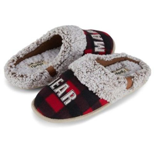 Floopi Women's "Mama Bear" Buffalo Plaid Two-Tone Faux Fur Clog Slipper