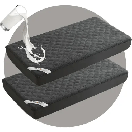 BEDLORE Waterproof Mattress Protector Crib, 2 Pack Soft Gray Mattress Pad, Noiseless Machine Washable Mattress Cover, Ultimate Protection for Your Baby's Crib Toddler Bed (52''x28'')