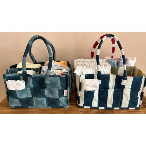 Blue Chequered Nappy Caddy