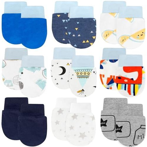 ONESING 6-20 Pairs Baby Mittens Baby Gloves No Scratch 0-6 Months Baby Essentials Mittens for Newborn Baby Boys Girls