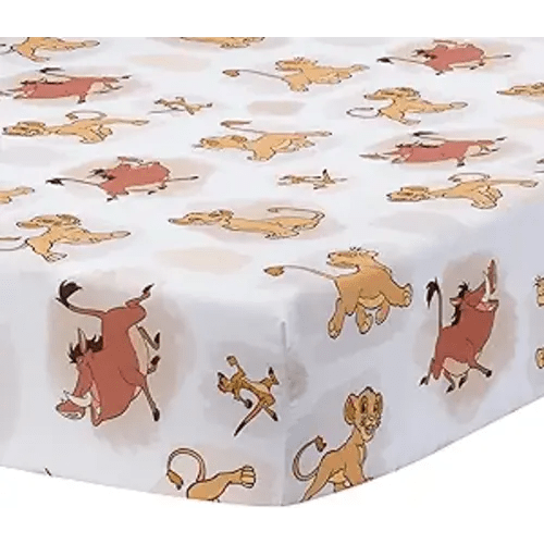 Lambs & Ivy Disney Baby Lion King Safari Fitted Crib Sheet - White