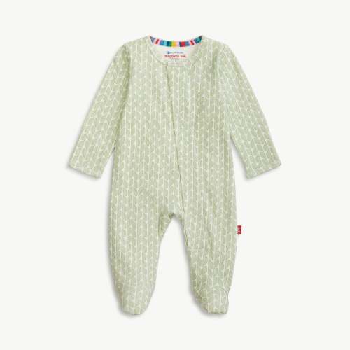 green cable leaf organic cotton magnetic parent favorite footie – Magnetic Me