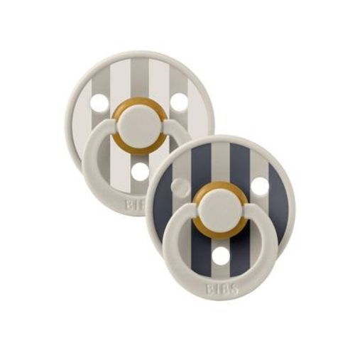 Bibs Studio Collection Colour Stripe Latex Pacifier 0-6 Months - Sand Mix - 2pk