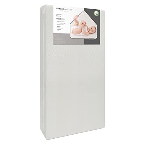 Milliard Premium Infant Crib and Toddler Mattress, CertiPUR-US Certified - Fits All Standard Crib and Toddler Beds, Machine Washable and Waterproof Cover - Flip Dual Stage System, Colchón de Cuna