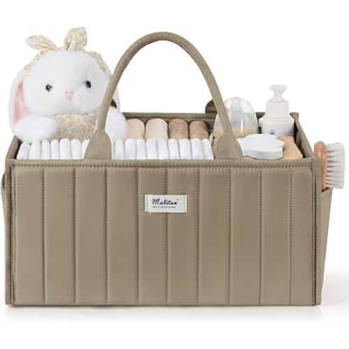Maliton Baby Diaper Caddy Organizer for Changing Table, Brown