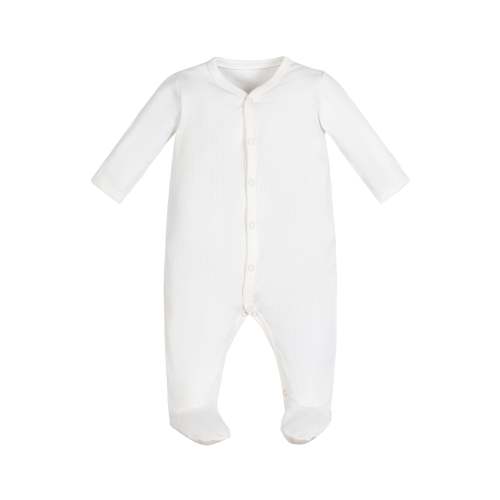 Drop Needle - Snap Front Footie - Organic White